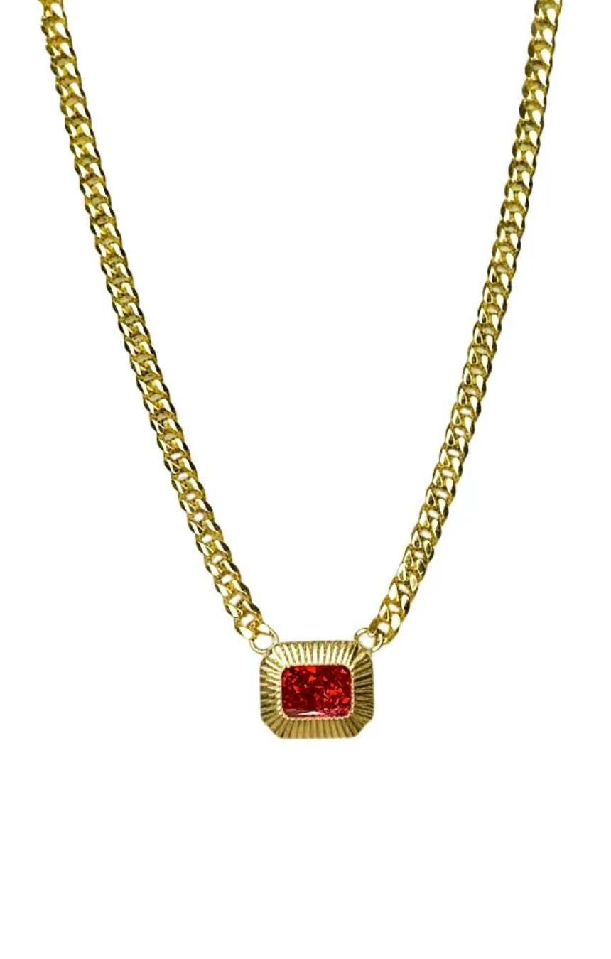 Astor Necklace in Gold and Red Crystal