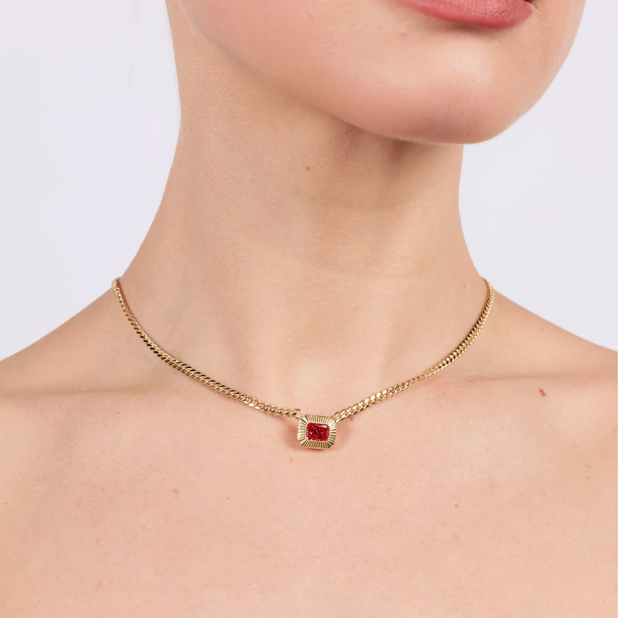 Astor Necklace in Gold and Red Crystal