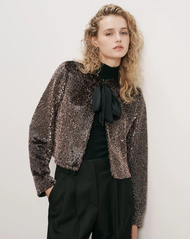Bancroff Sequin Jacket in Copper/Black