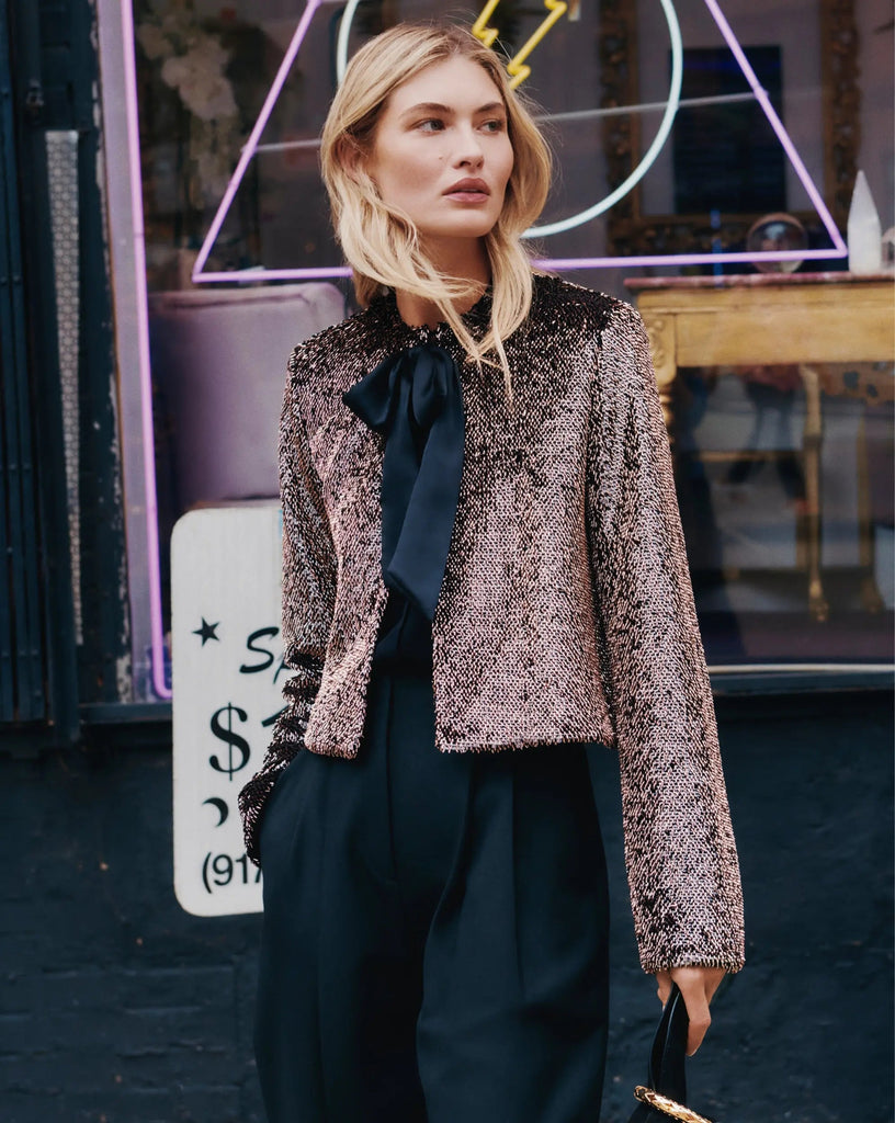 Bancroff Sequin Jacket in Copper/Black