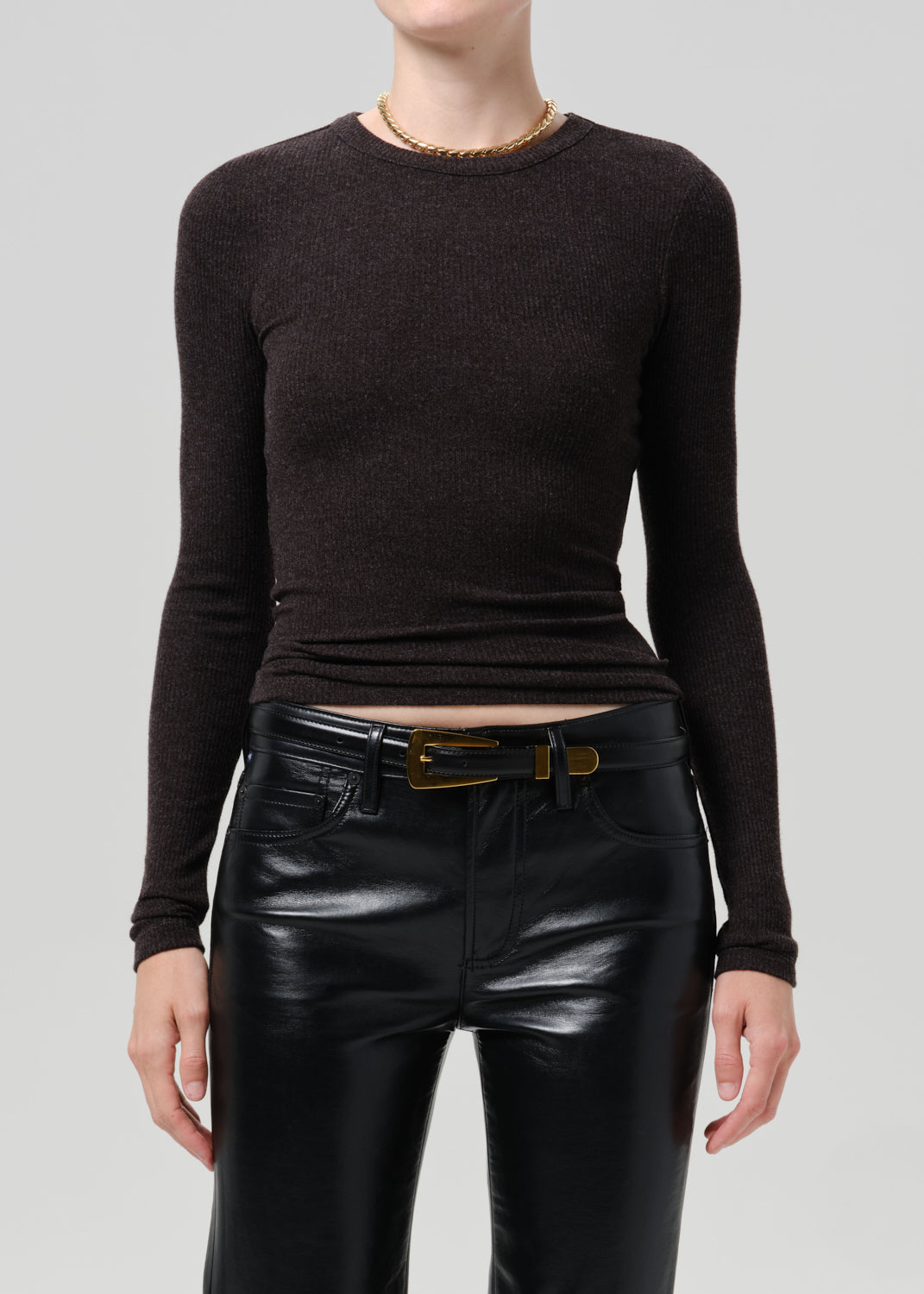 Bina Crewneck in Heather Brown