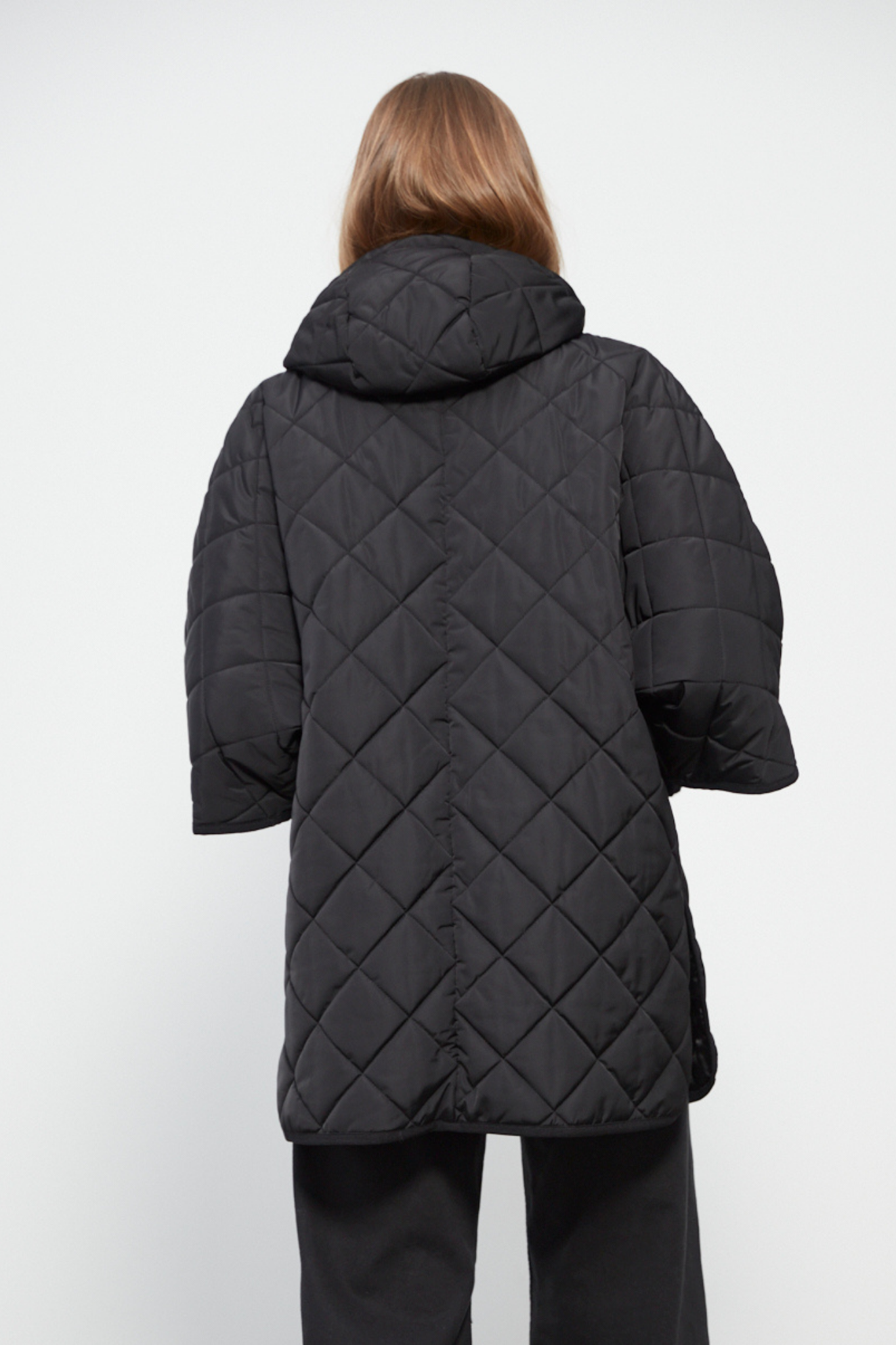 Birdie Quilted Cape Jacket in Black