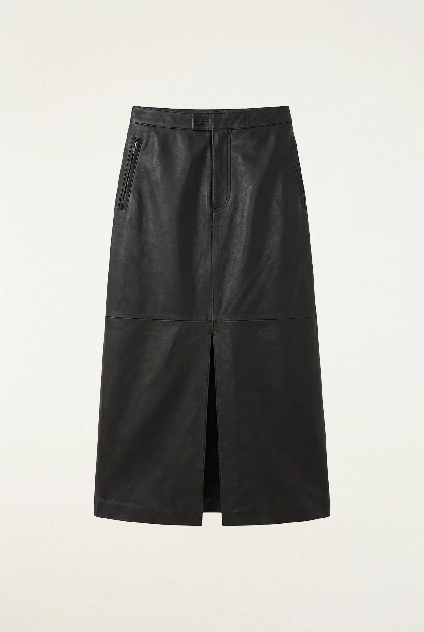 Black Leather Midi Skirt
