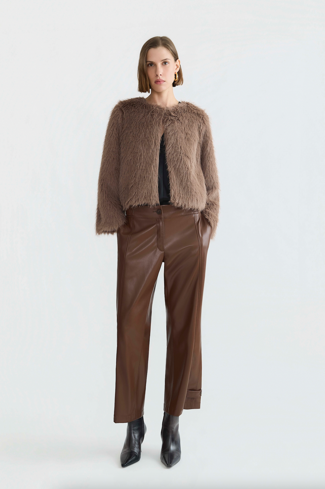 Blaine Faux Fur Jacket in Taupe