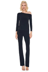 Long Sleeve Drop Shoulder Top in Black - xs