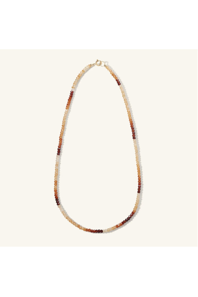 Ombre Hessonite Beaded Necklace - 16"