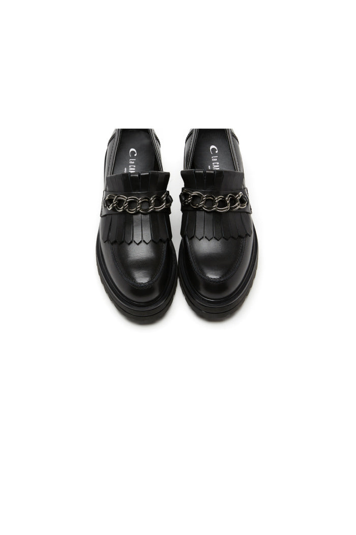 Refringe Leather Loafer in Black