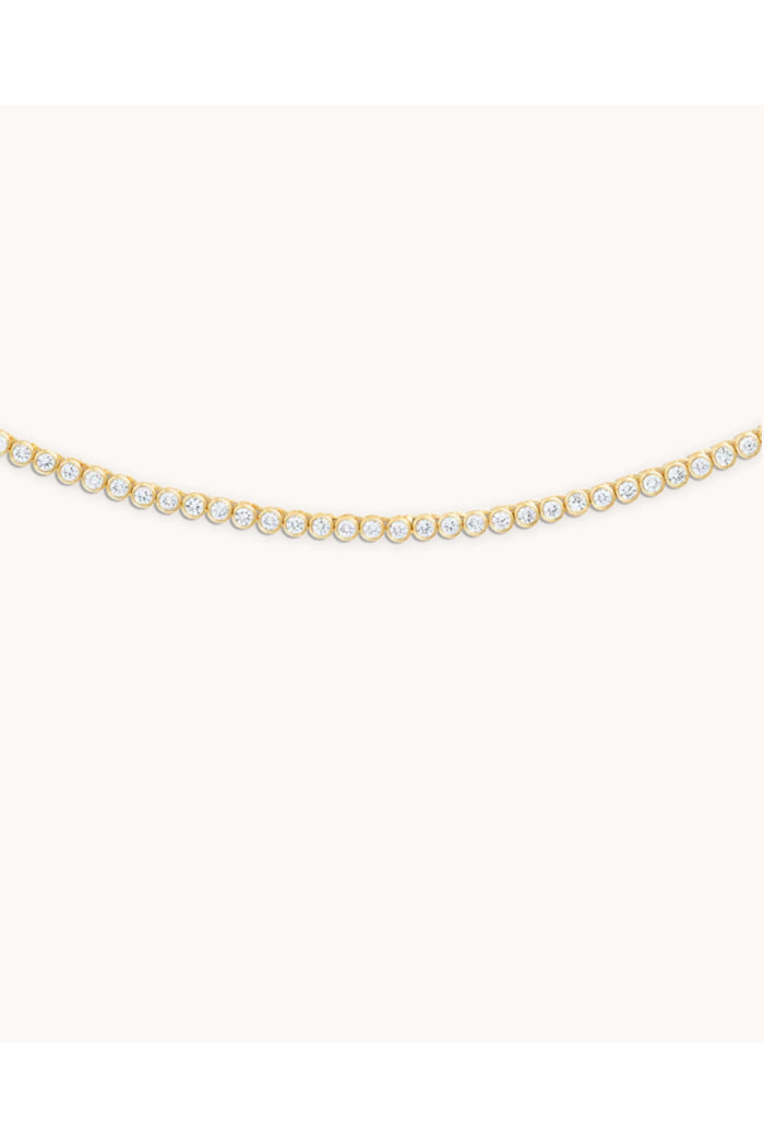 Crystal Bezel Tennis Necklace in Gold - 15"
