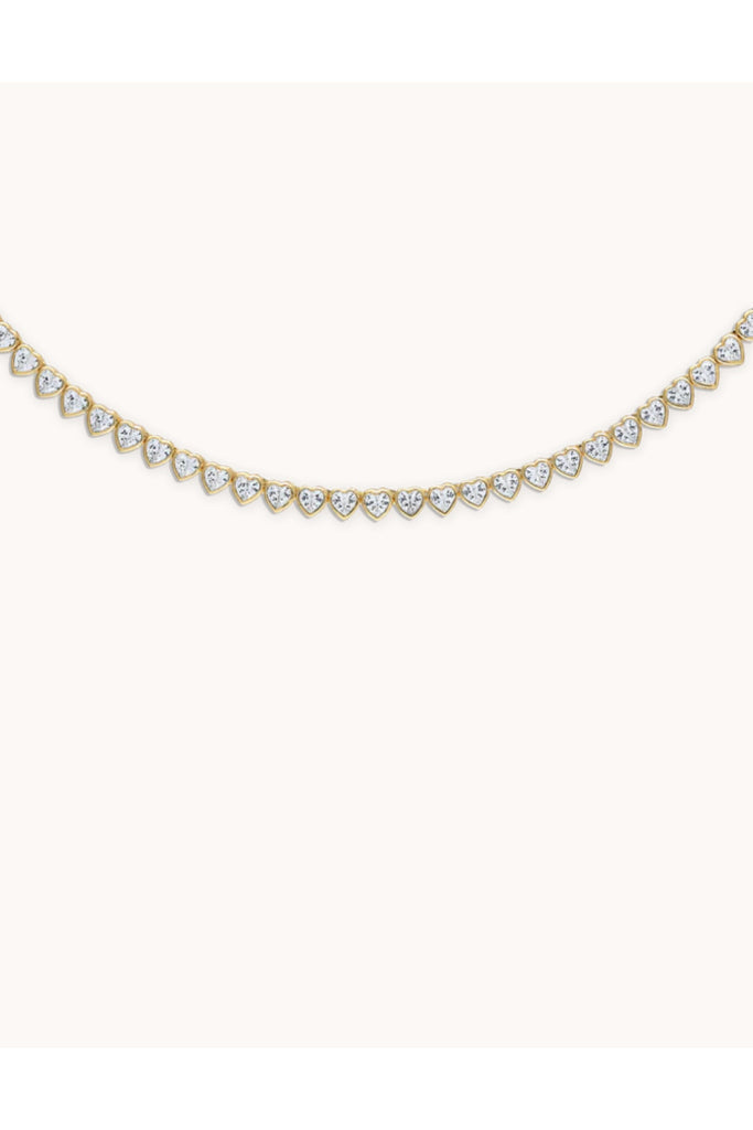 Nora Heart Tennis Necklace in Gold - 15"