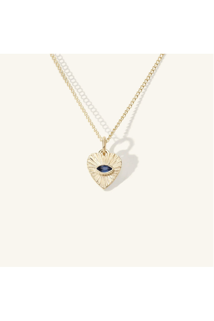 Mini Sapphire Sunbeam Heart Charm