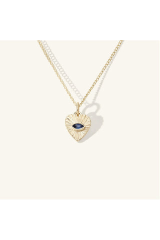 Mini Sapphire Sunbeam Heart Charm