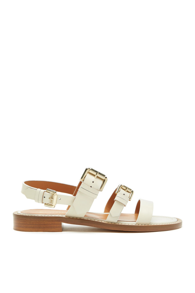 Rey Leather Sandal in Off White