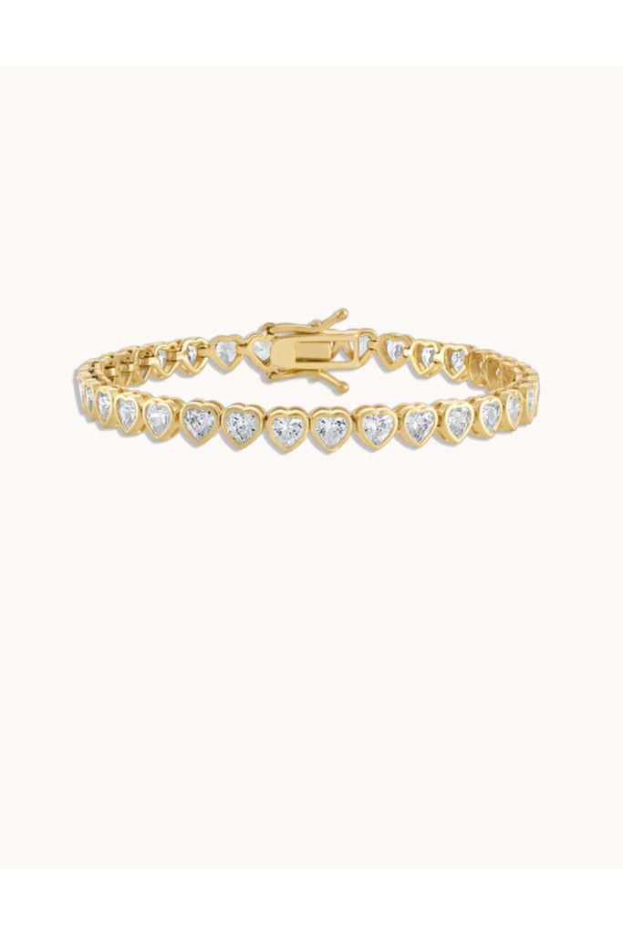 Nora Heart Tennis Bracelet in Gold - 6.5"
