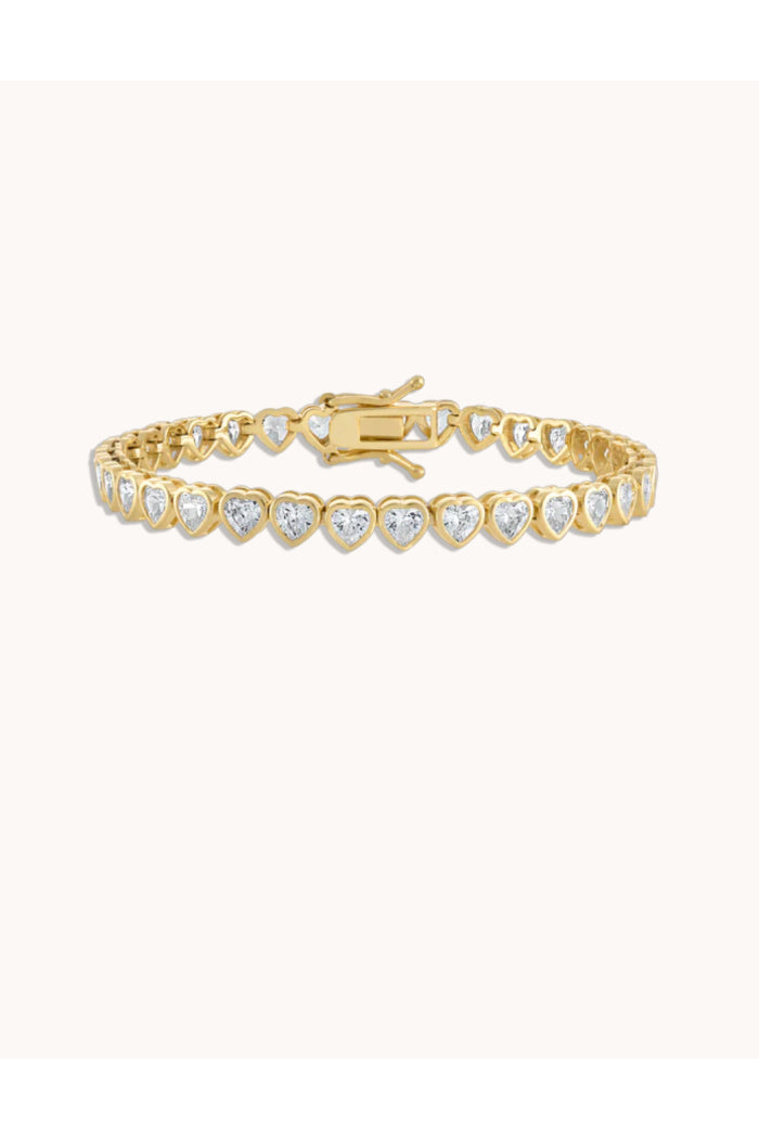 Nora Heart Tennis Bracelet in Gold - 7.5"