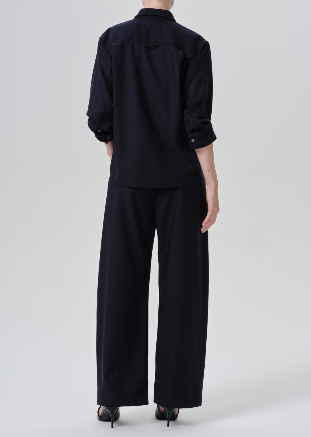 Brynn Drawstring Italian Virgin Wool Trouser in Navy
