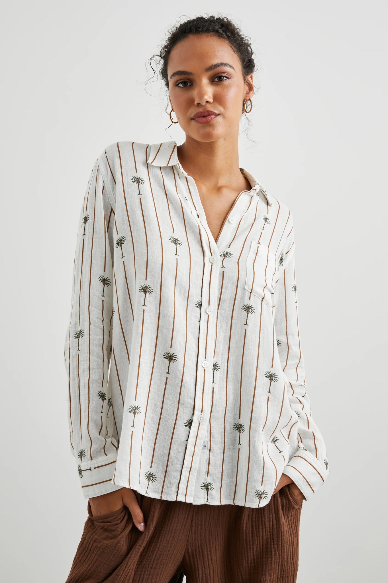 Charli Shirt in Stripe Palms
