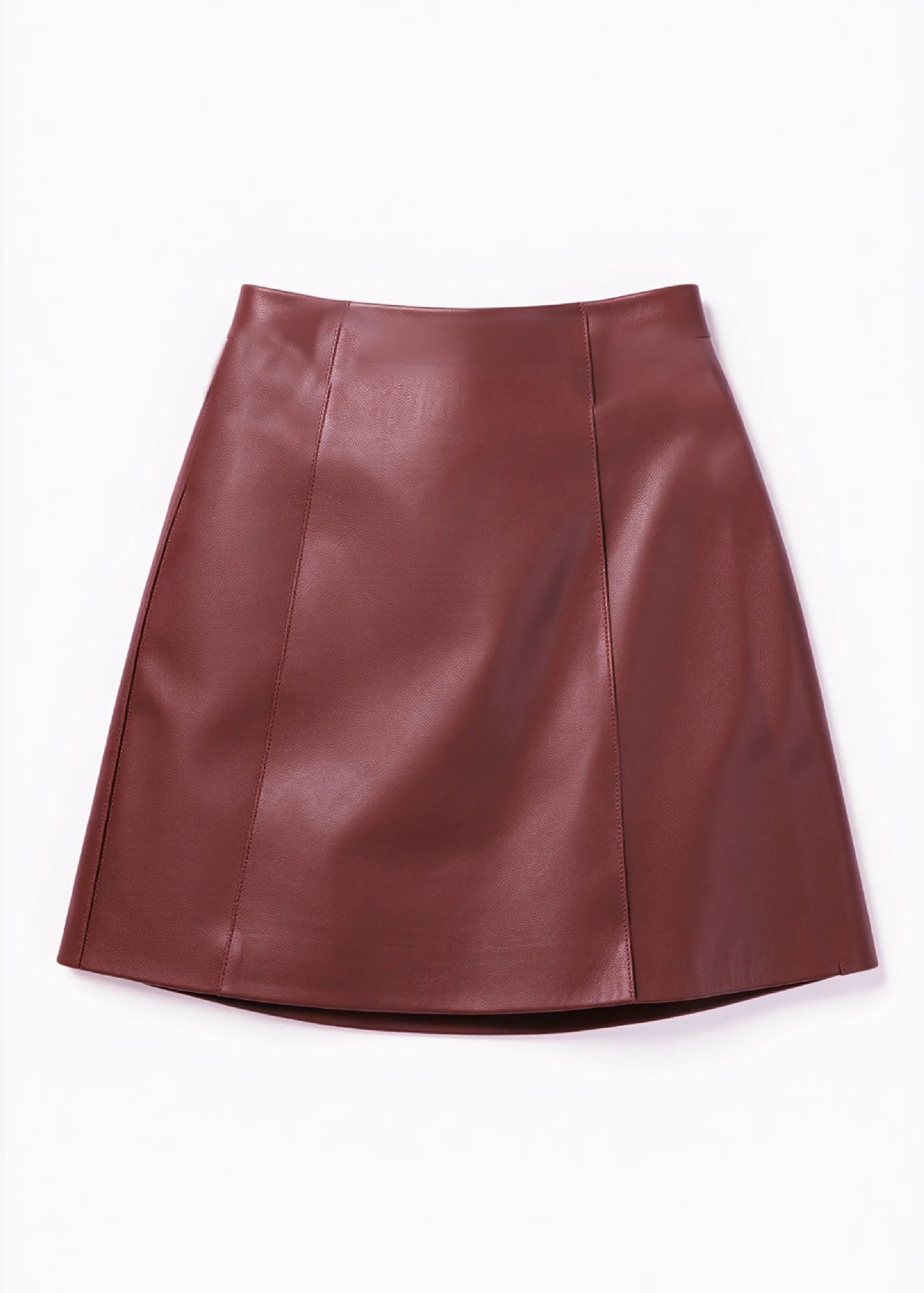 Cillian Genuine Leather Mini Skirt in Syrah