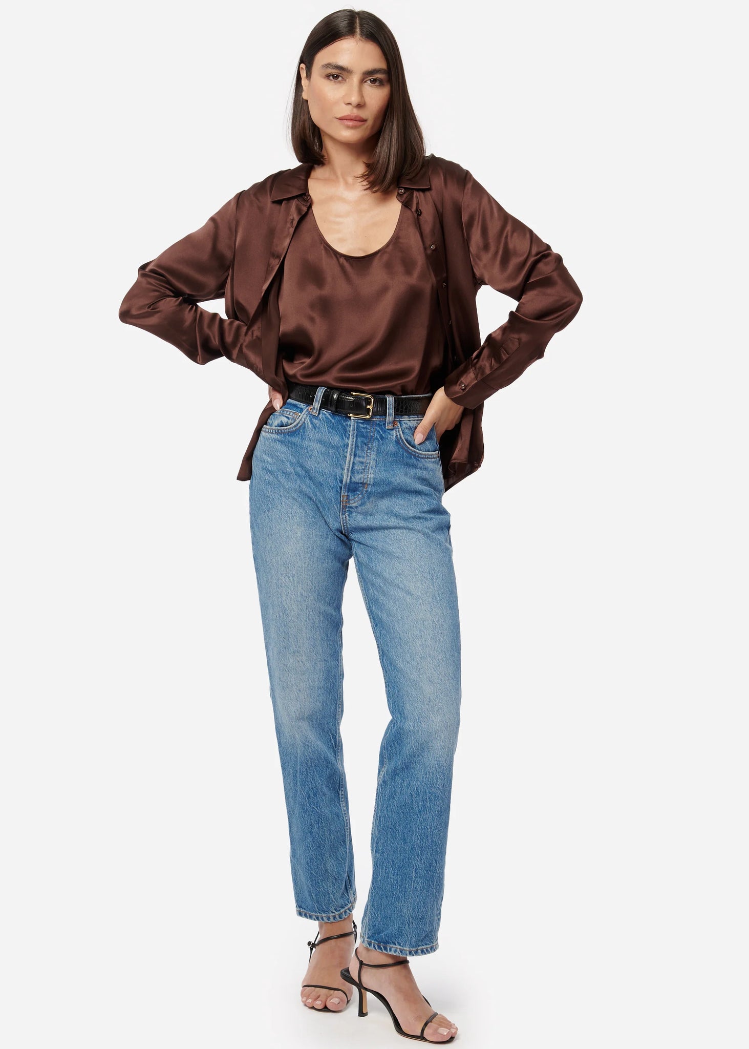 Crosby Silk Blouse in Chocolate