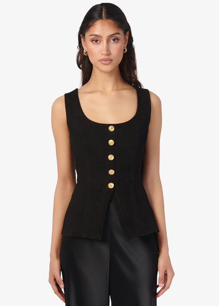 Nolan Suede Corset Top in Black