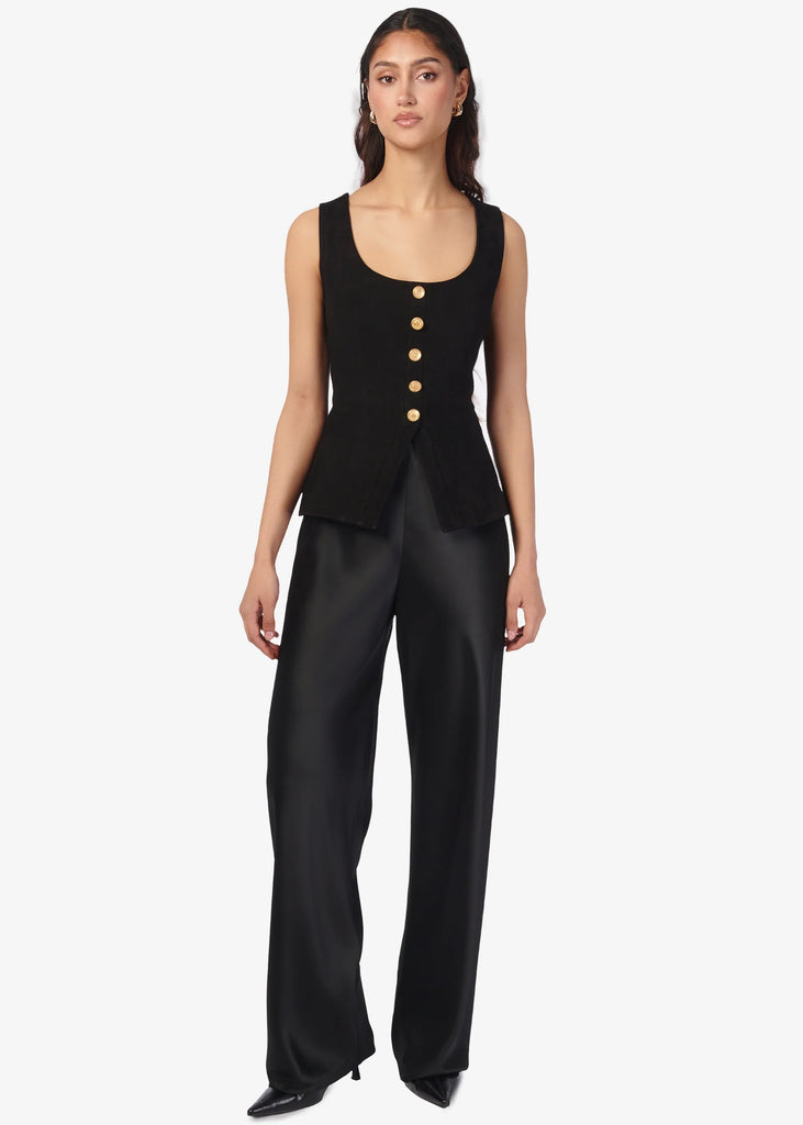 Nolan Suede Corset Top in Black