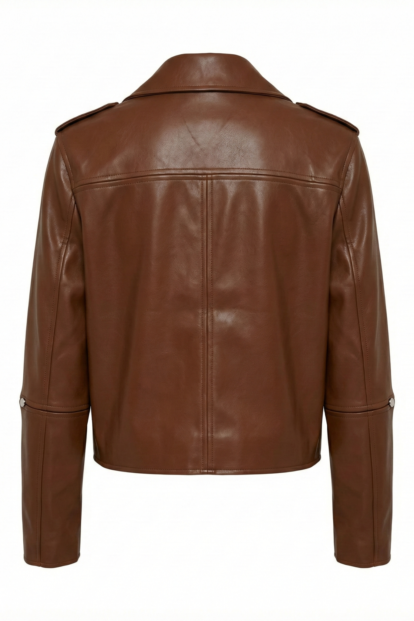 Camille Vegan Leather Jacket in Chestnut
