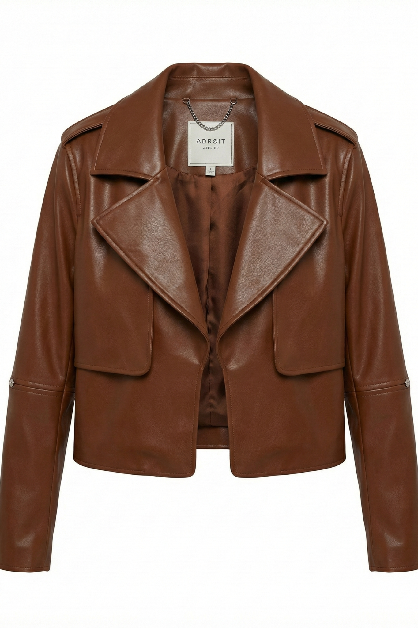 Camille Vegan Leather Jacket in Chestnut