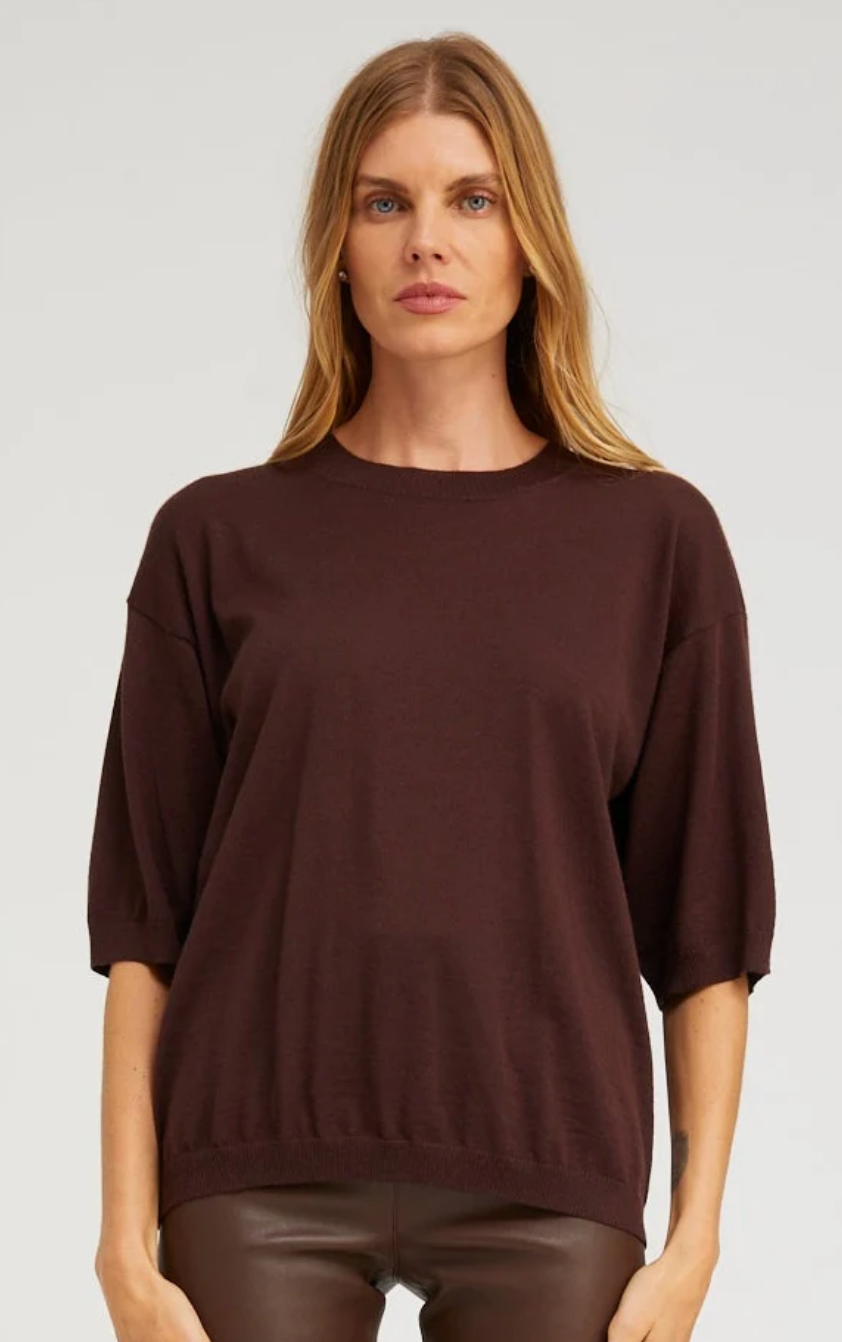 Cashmere Boxy Tee in Americano