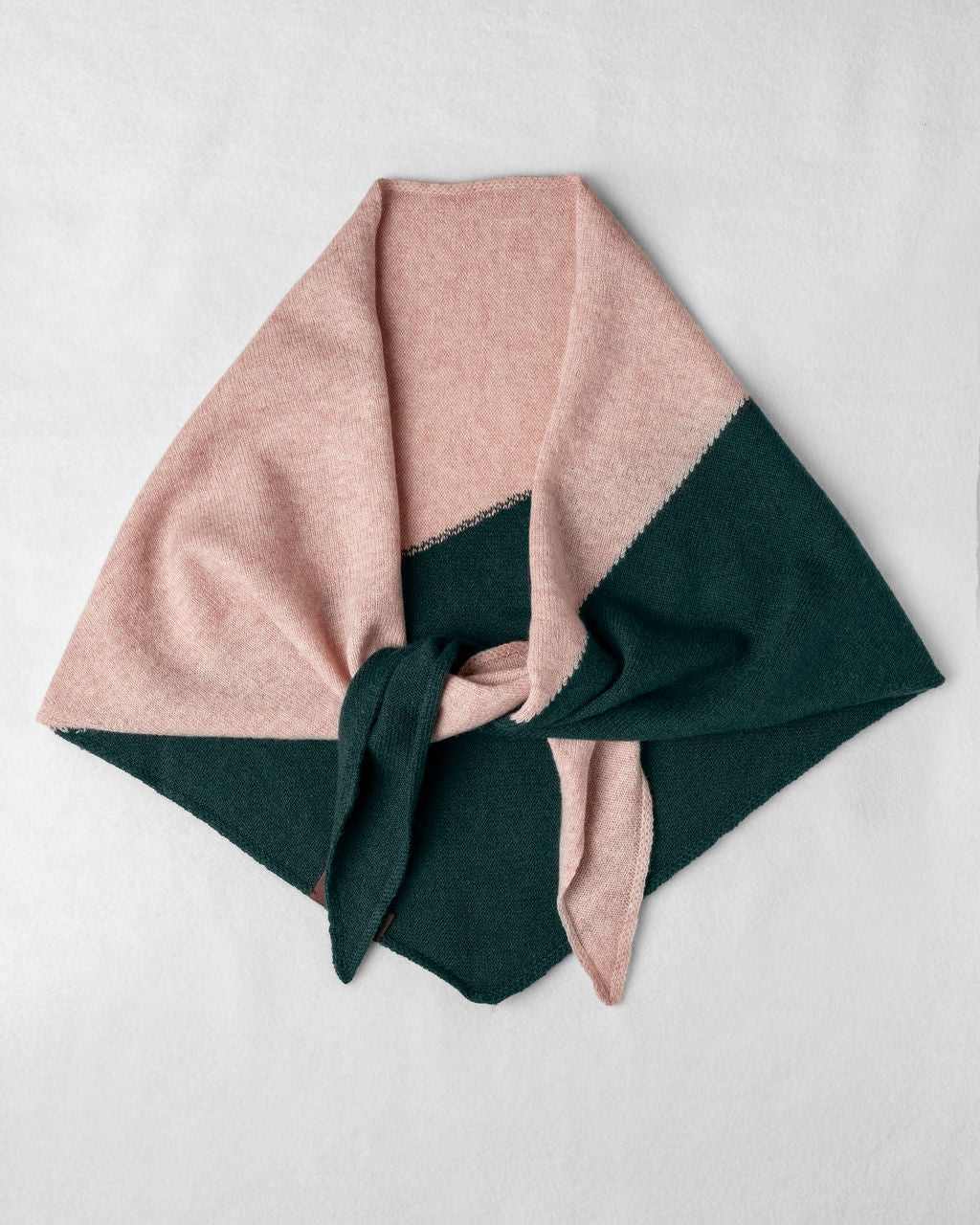 Cashmere Kerchief in Evergreen + Grapefruit