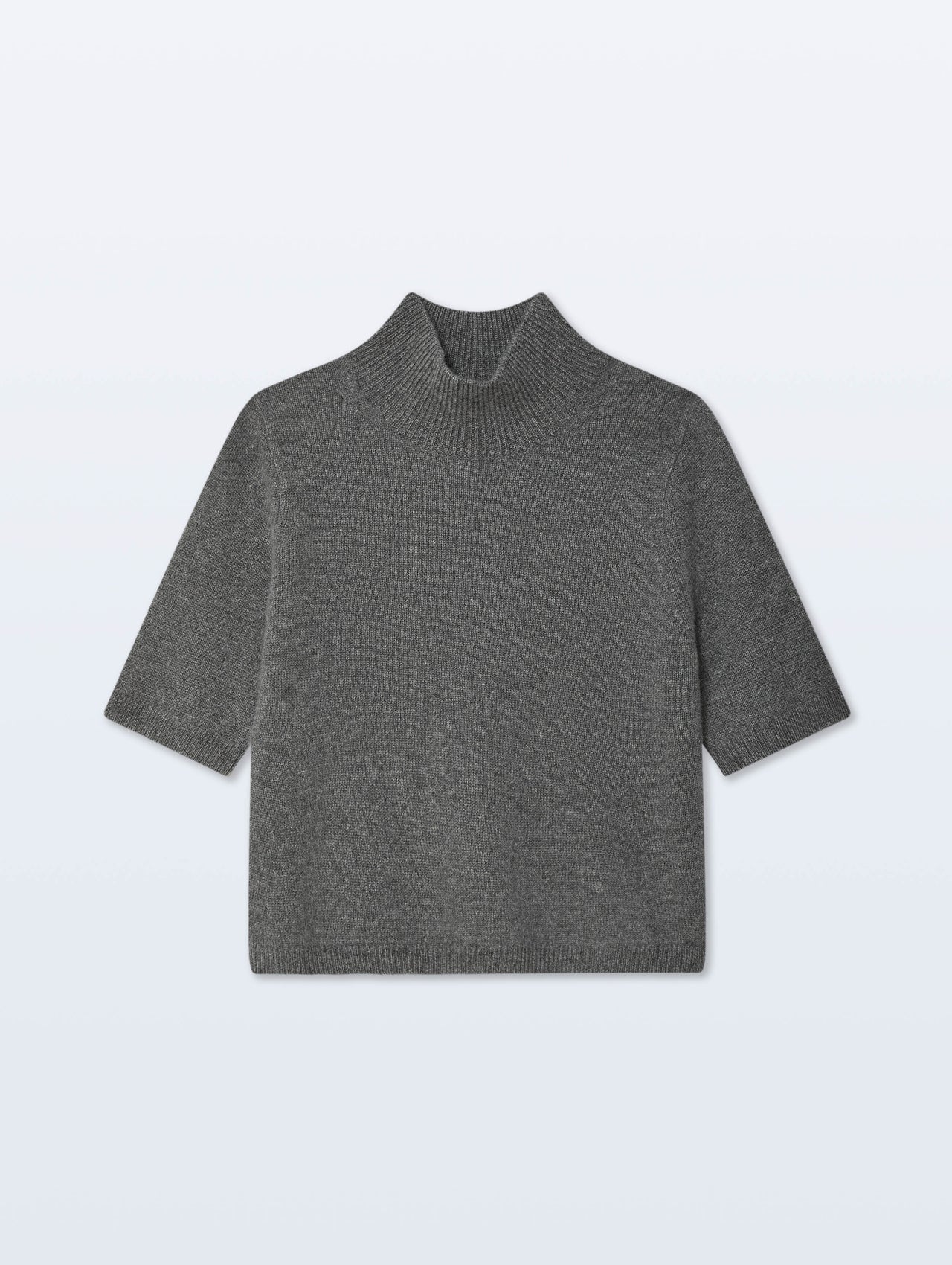 Cashmere Mockneck Tee in Graphite Heather