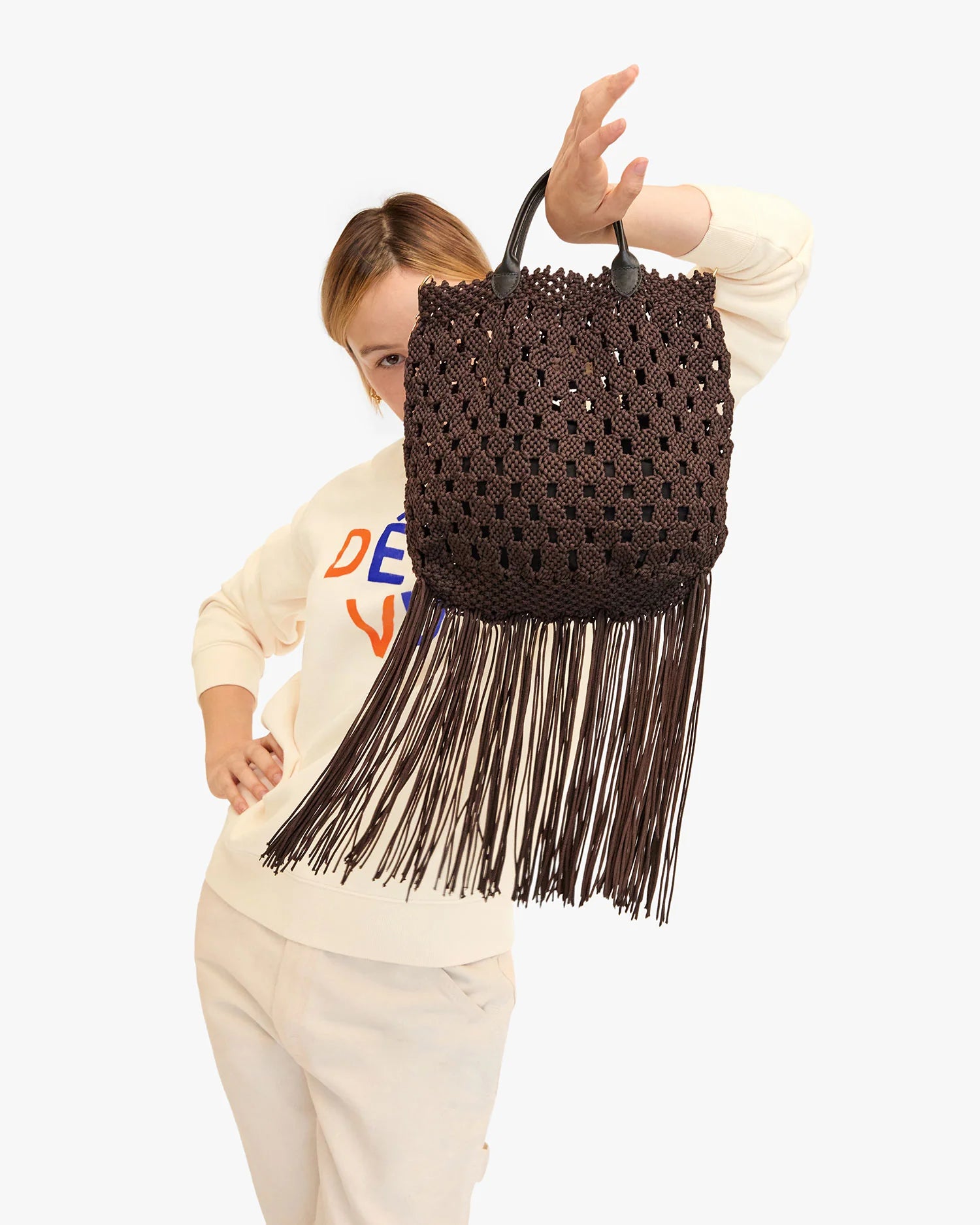 Cecile in Chocolate Crochet Fringe