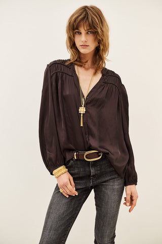 Cessia Long Sleeved Shirt. Aubergine