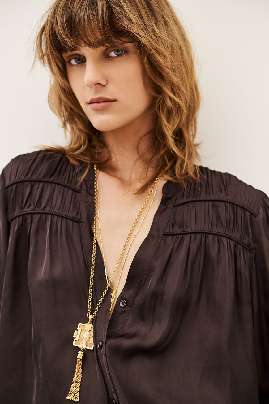 Cessia Long Sleeved Shirt. Aubergine