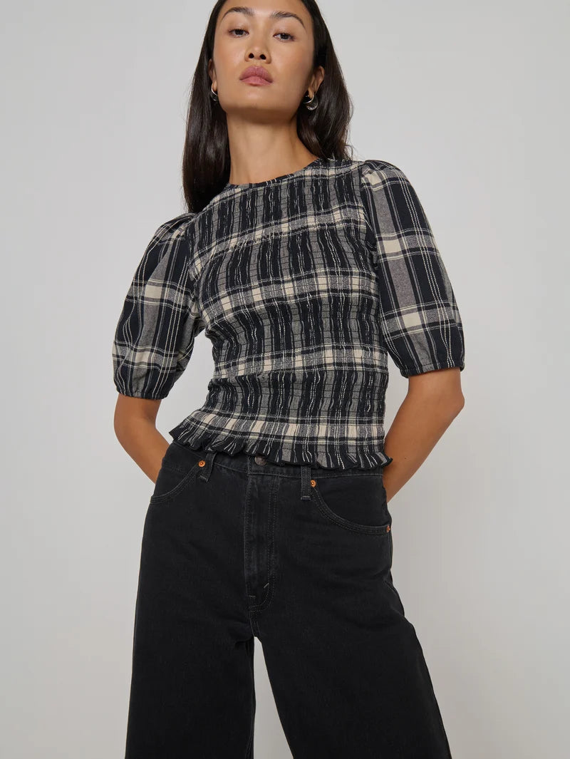 Cheryl Top in Plaid Rigato