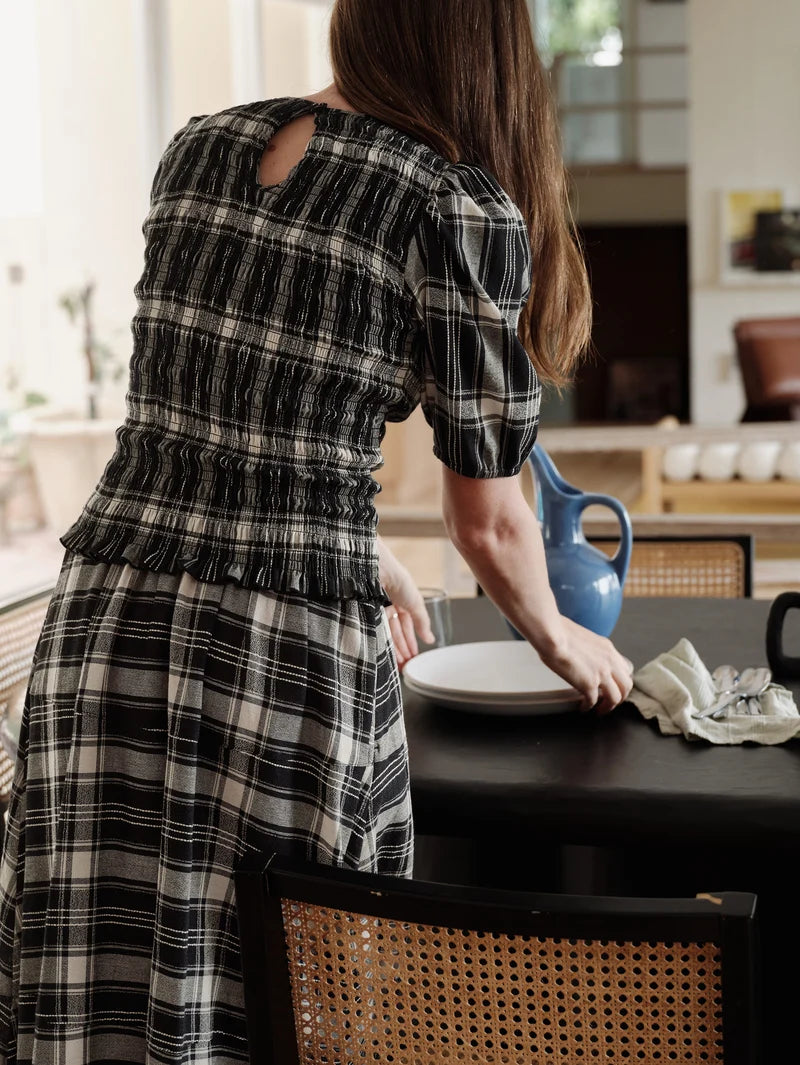 Cheryl Top in Plaid Rigato
