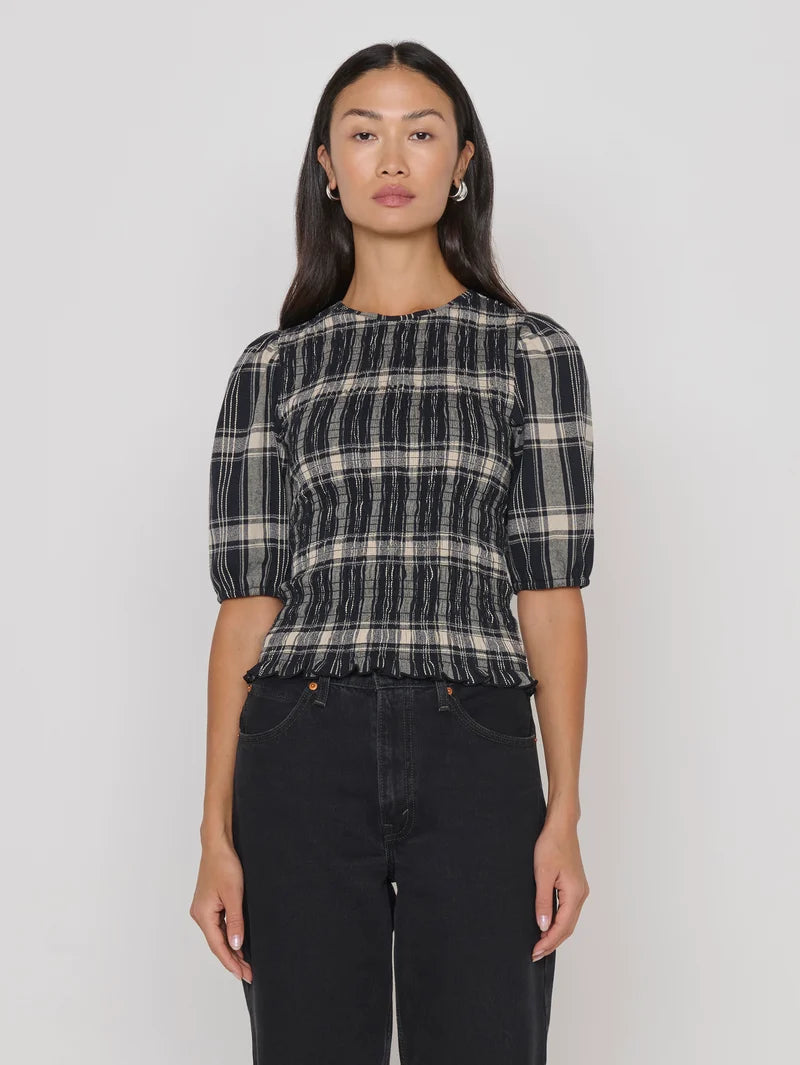 Cheryl Top in Plaid Rigato