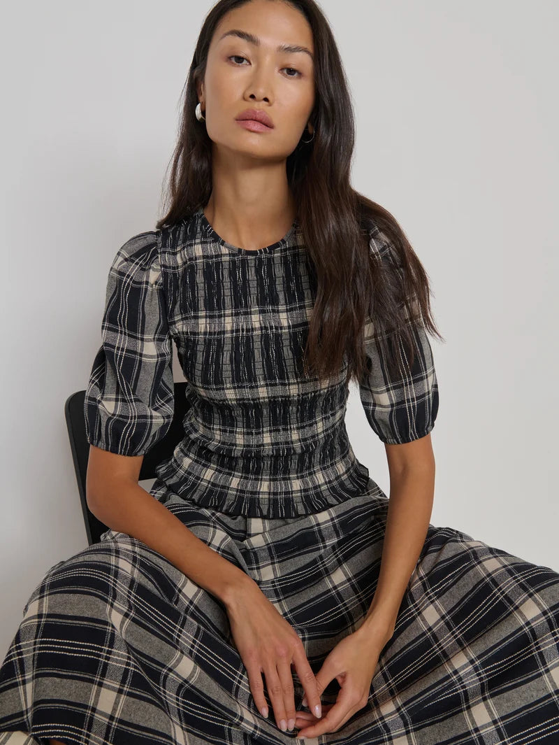 Cheryl Top in Plaid Rigato