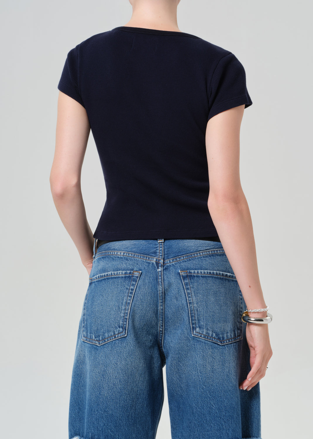 Baby Waffle Tee in Navy