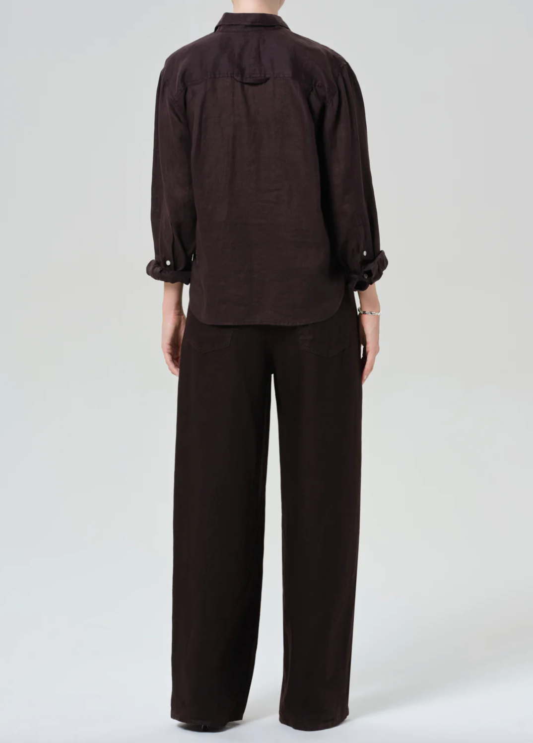 Brynn Drawstring Linen Trouser in Chocolate