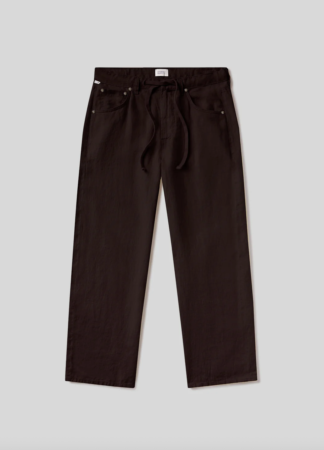 Brynn Drawstring Linen Trouser in Chocolate