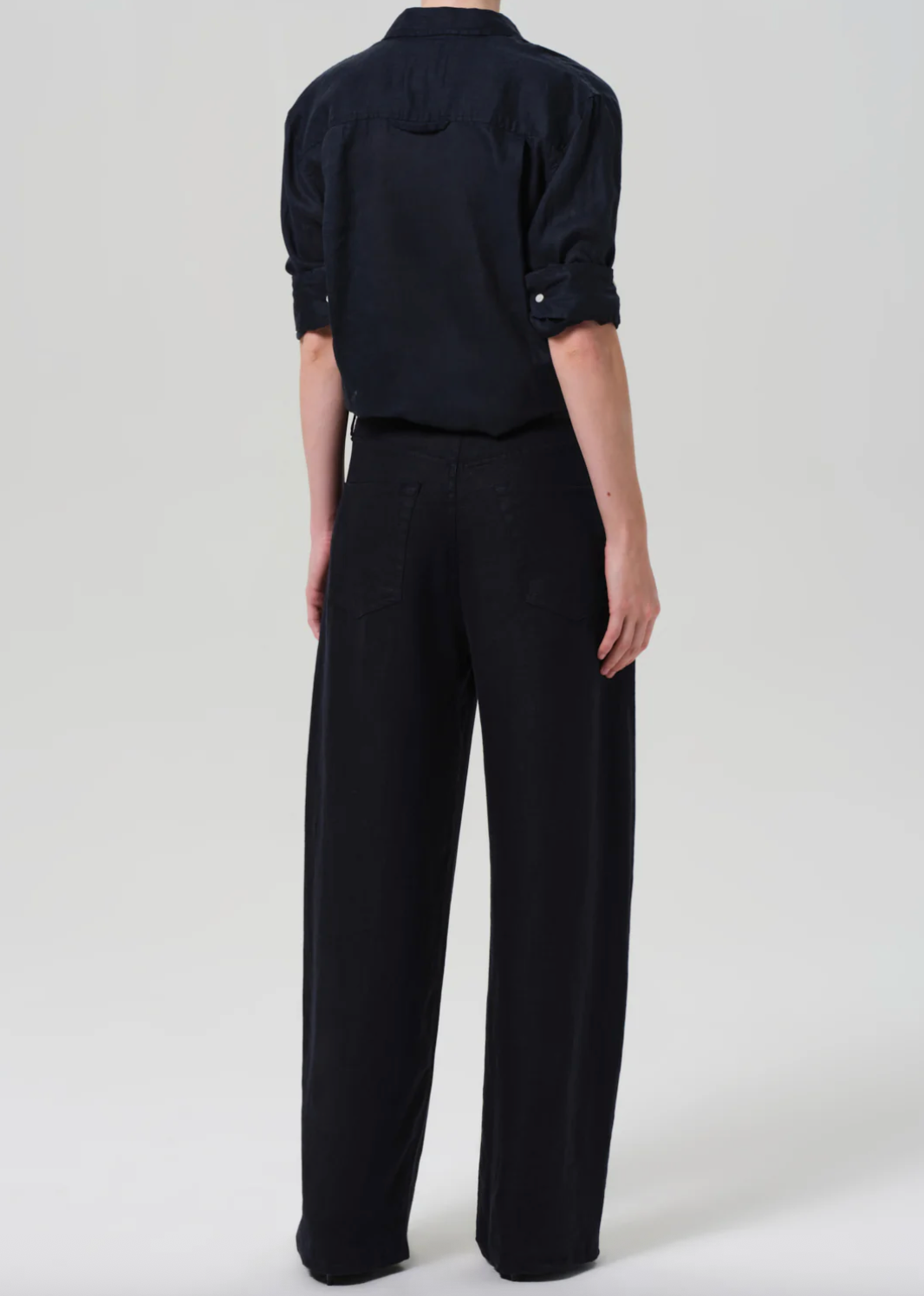 Brynn Drawstring Linen Trouser in True Navy