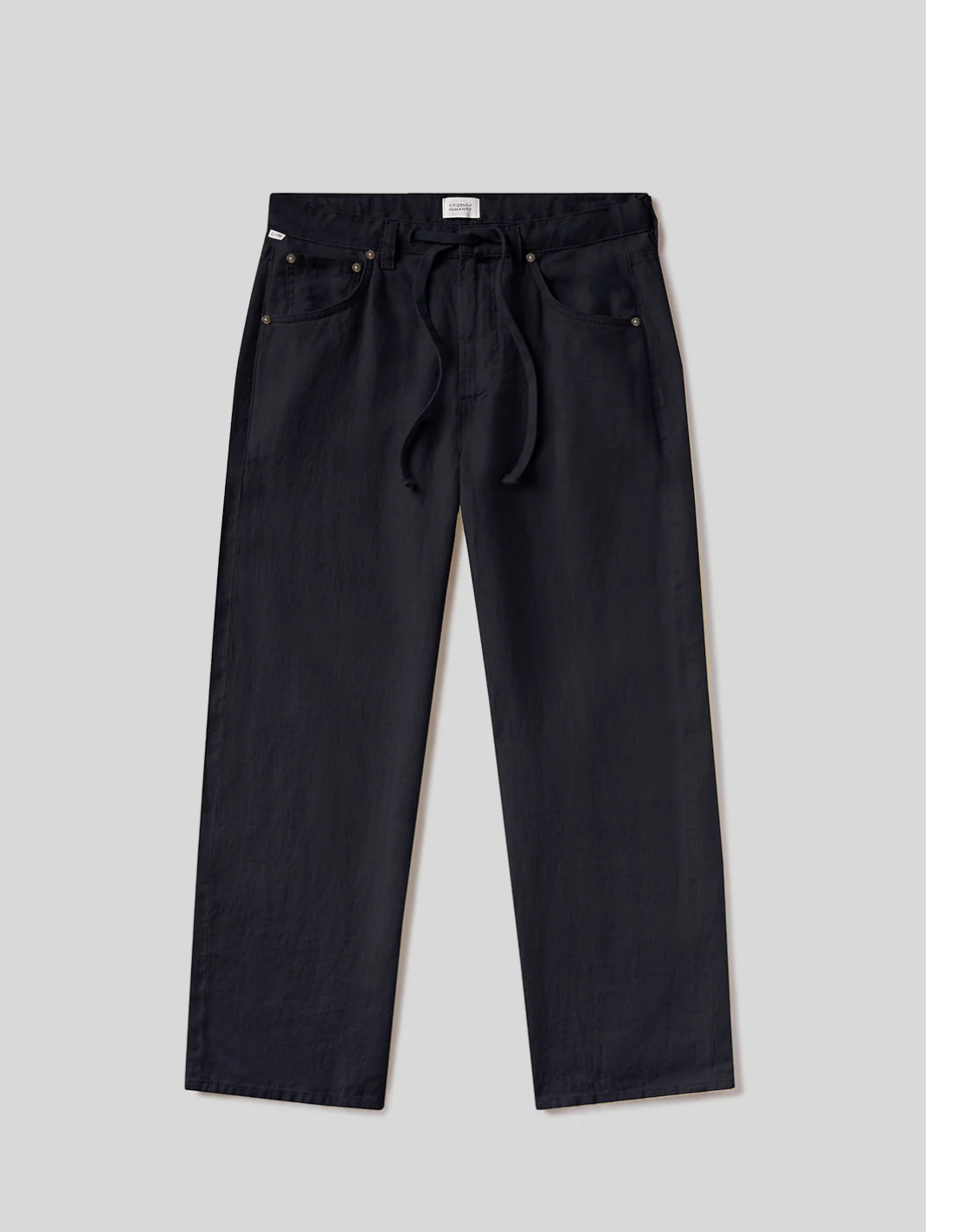 Brynn Drawstring Linen Trouser in True Navy