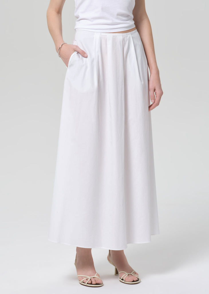 Emi Poplin Skirt in Optic White