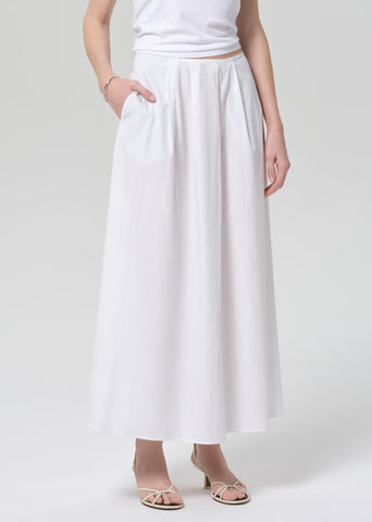 Emi Poplin Skirt in Optic White