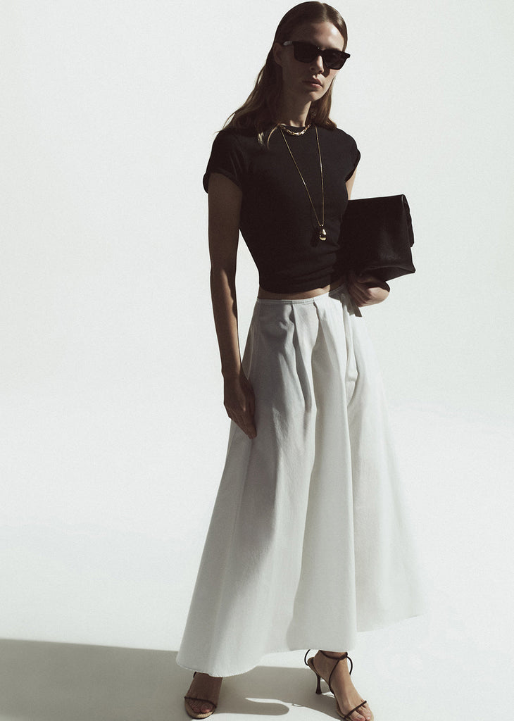 Emi Poplin Skirt in Optic White