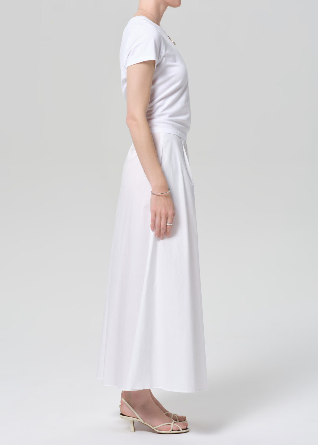 Emi Poplin Skirt in Optic White