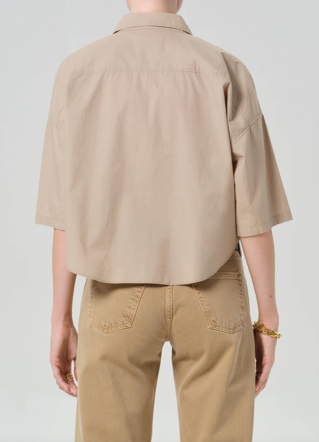 Frances Cropped Cape Button Up In Catalina
