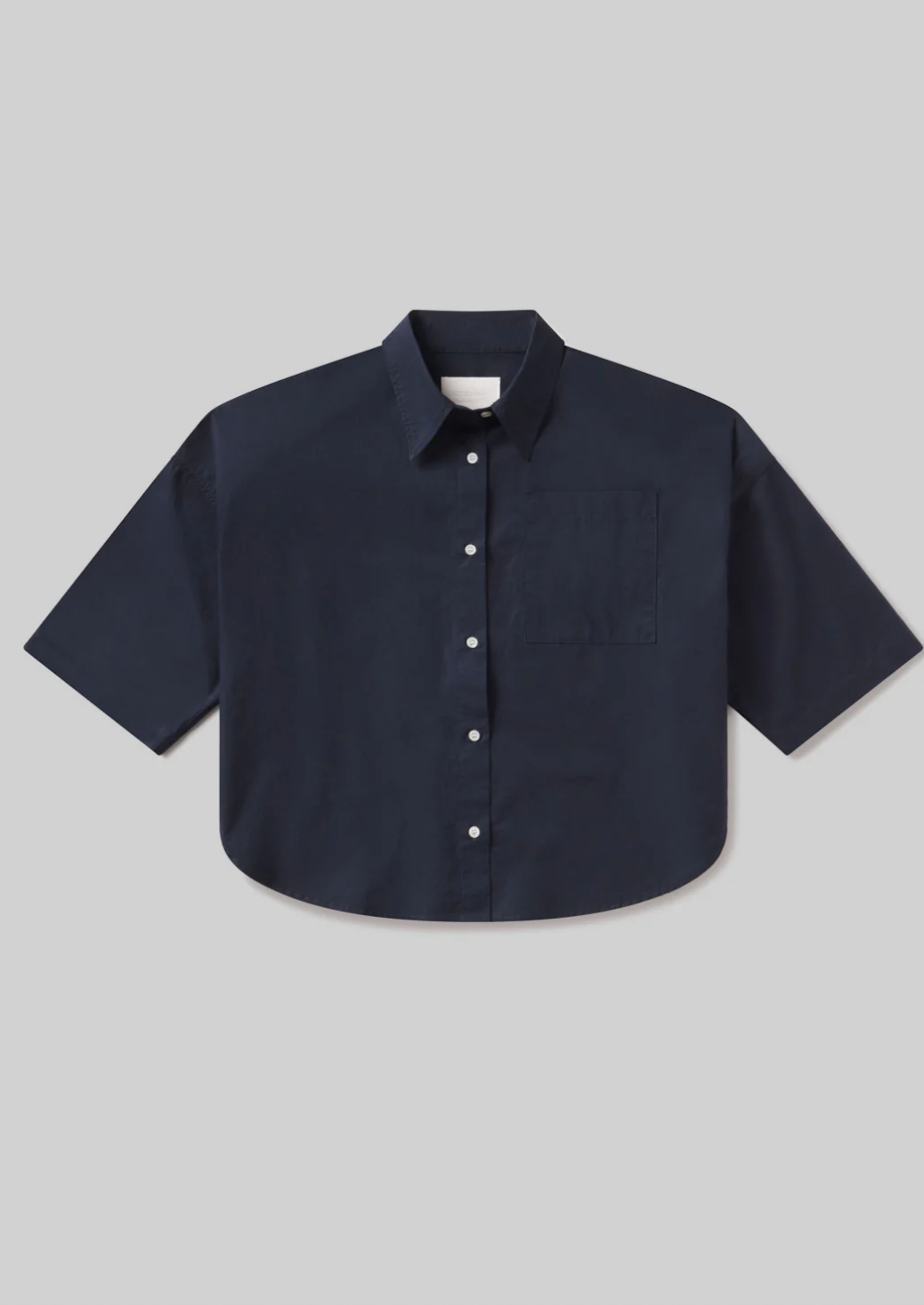 Frances Cropped Cape Button Up In Navy