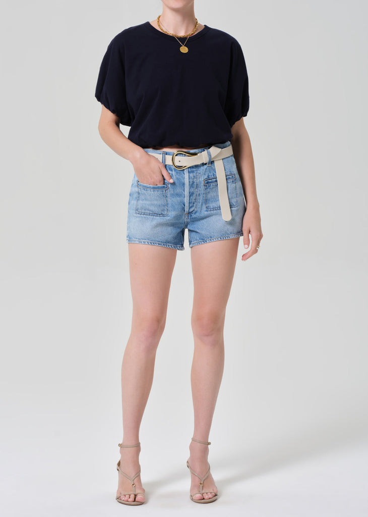 Gia Bubble Tee in Navy