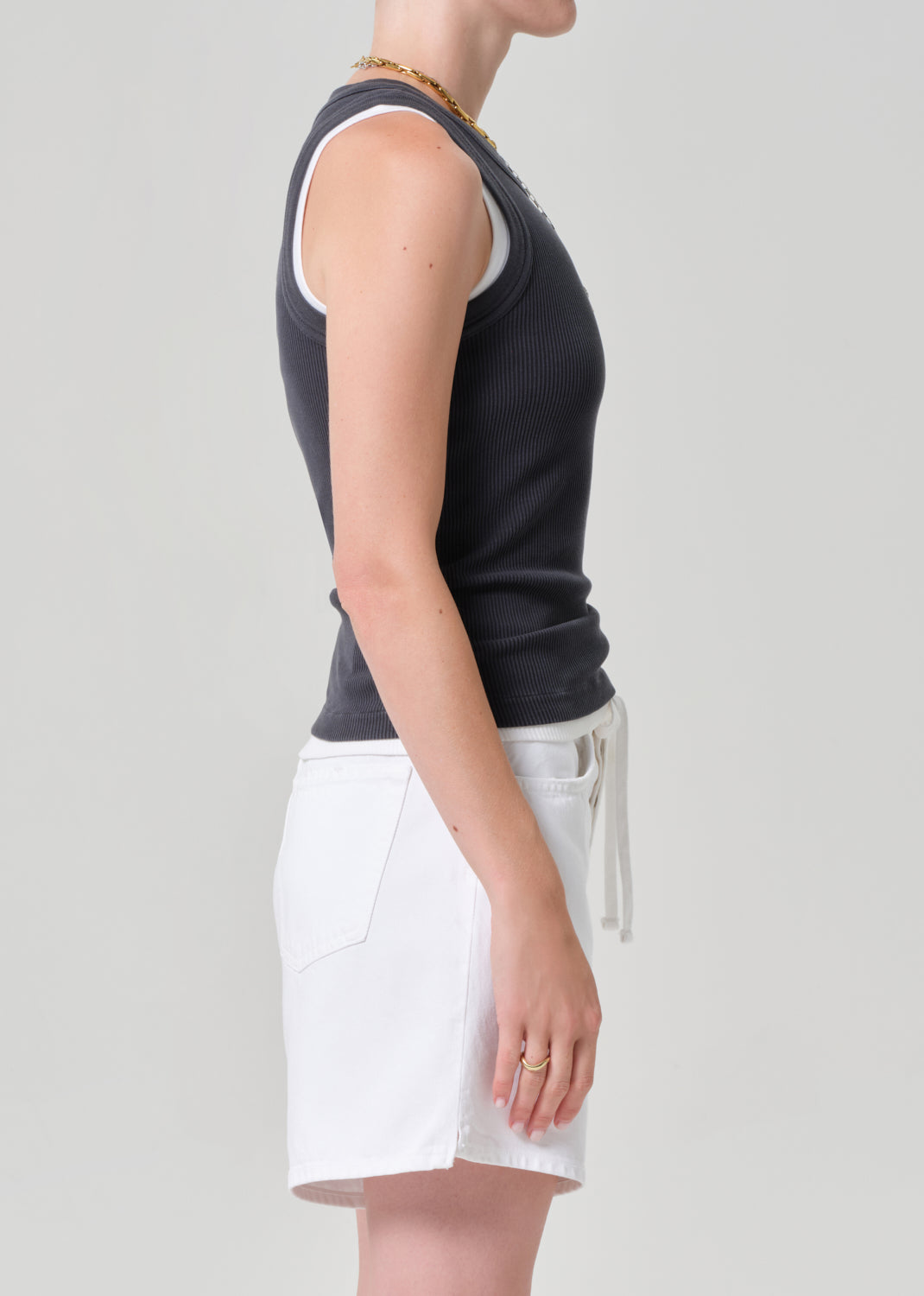 Isabel Rib Tank in Charcoal Mineral
