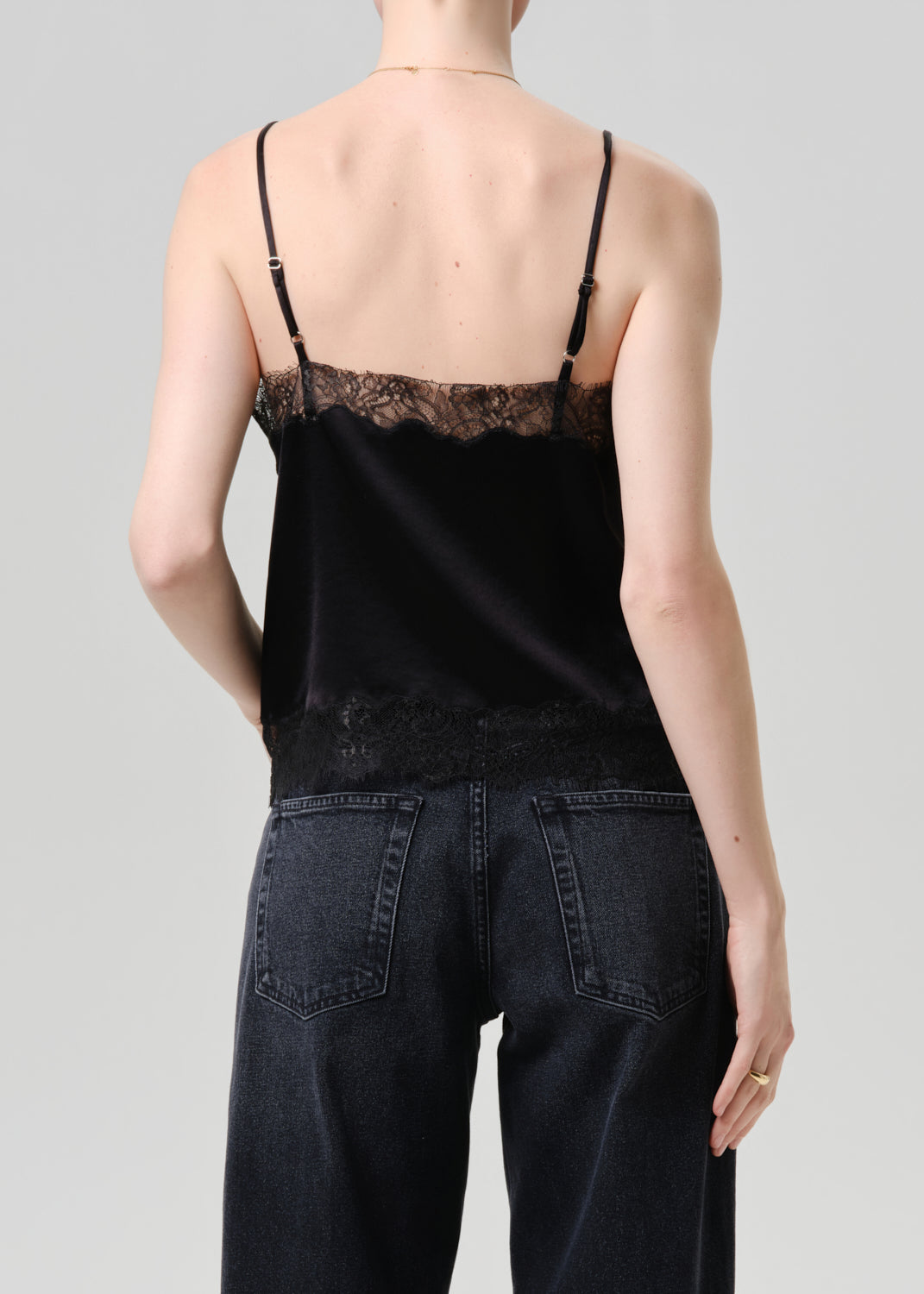 Lace Trimmed Cami in Black